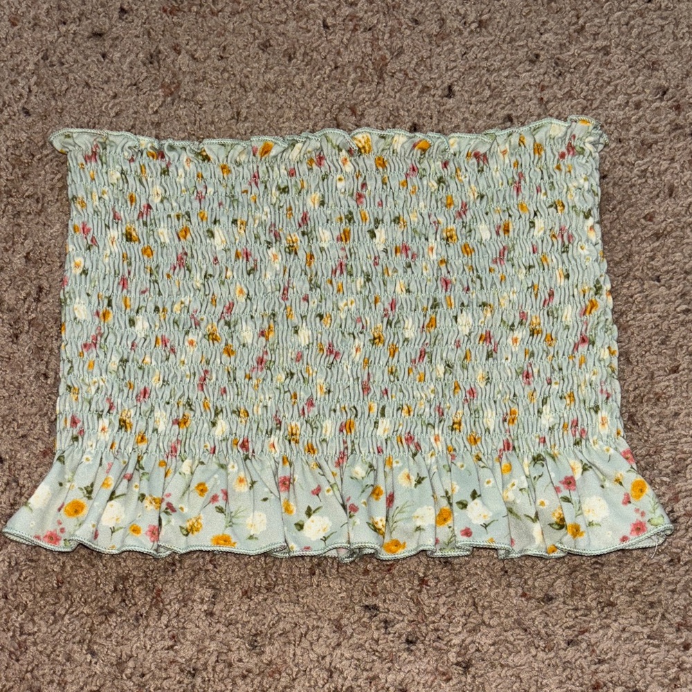 Forever 21 Green Floral Tube Top